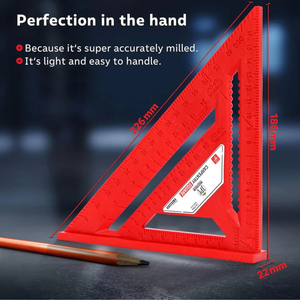 JPT 7-Inch Thickened 45°/90° Carpenter Square | ABS Build Triangle Ruler | Laser-Engraved Scale | Widened Base Design | Best For Carpentry, Woodworking, Construction, And DIY