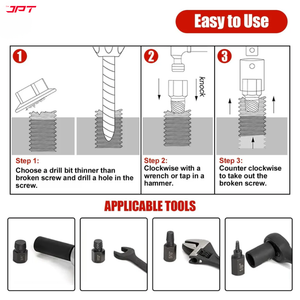 JPT 25-Piece Damaged Screw Extractor Set | Hex Head Multi-Spline Remover | Rounded Bolt Remover for Broken Studs, Bolts, Hex Sockets, Screws, and Fittings