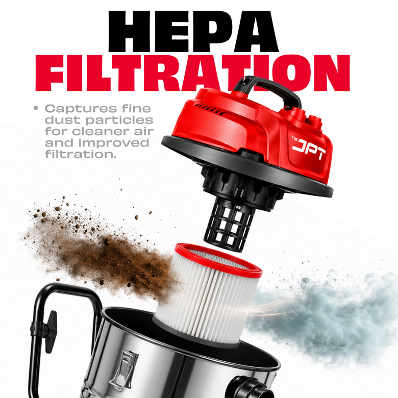 JPT Heavy Duty Commercial 70LTR Vacuum Cleaner | 3000W Double Motor | 28 KPA Suction Power | 70L SS Container | 99.6% HEPA Filtration | Clean Wet & Dry Messes Of Home & Industrial
