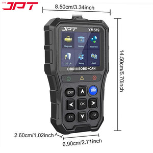 JPT OBD2 Scanner with Battery Tester – Universal Car Diagnostic Tool for Check Engine Light, Live Data, Emissions Readiness, Fault Code Reader, Plug & Play, Supports All OBDII Vehicles