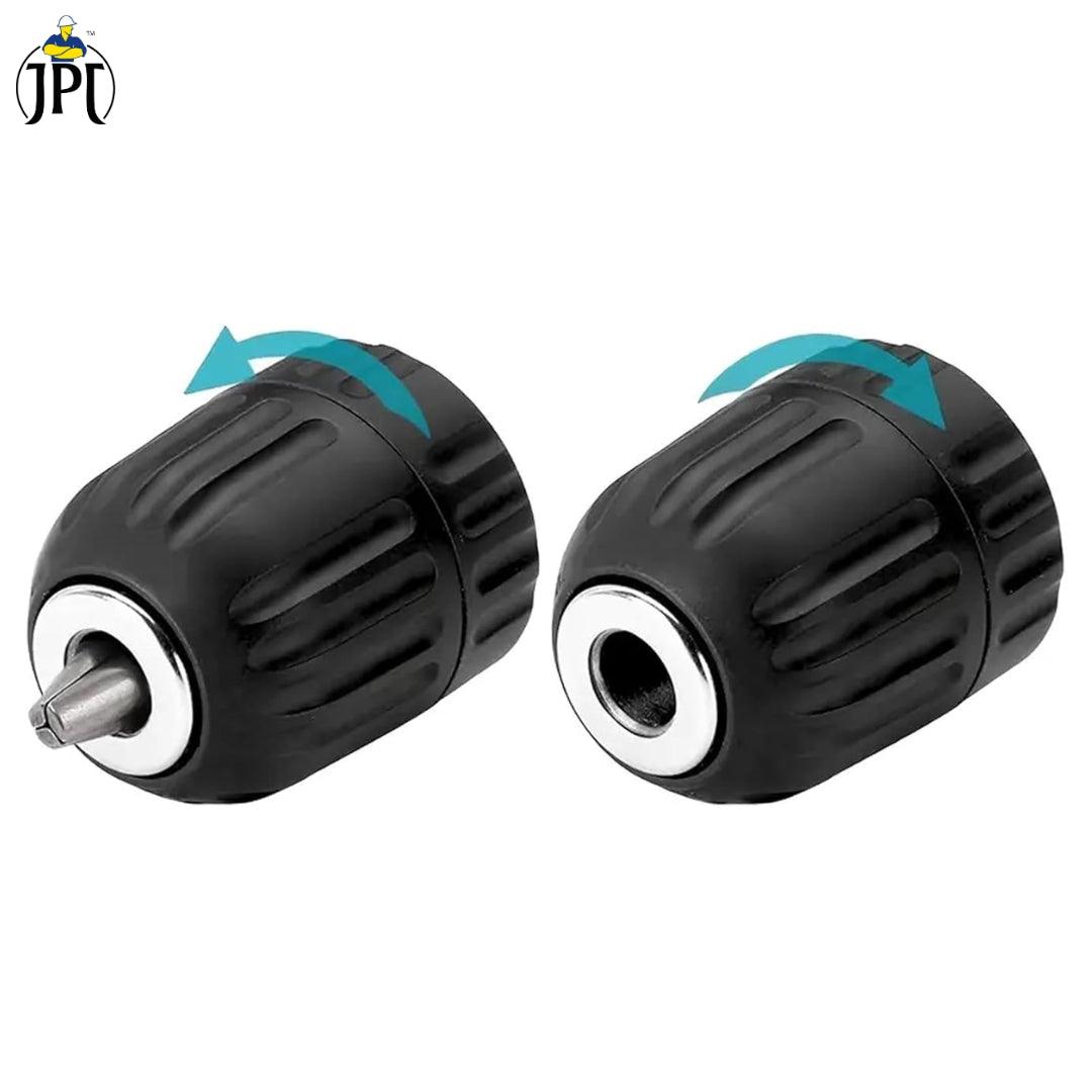 JPT Heavy Duty 10MM Clamping Capacity Keyless Drill Chuck | 3/8-24UNF Mount for Forward and Reverse Cordless & Electric Drill Machine