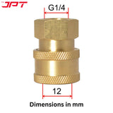Buy the JPT 1/4" pressure washer coupler made from durable brass, resistant to rust and corrosion. Withstands up to 5000 PSI for reliable, leak-free performance