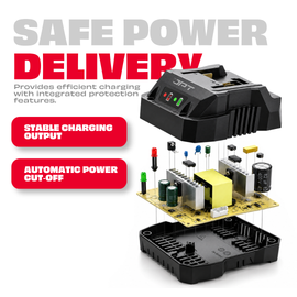 JPT Cordless Power Tool Charger 18/21V, True 4A Output, Ultra Heavy Duty