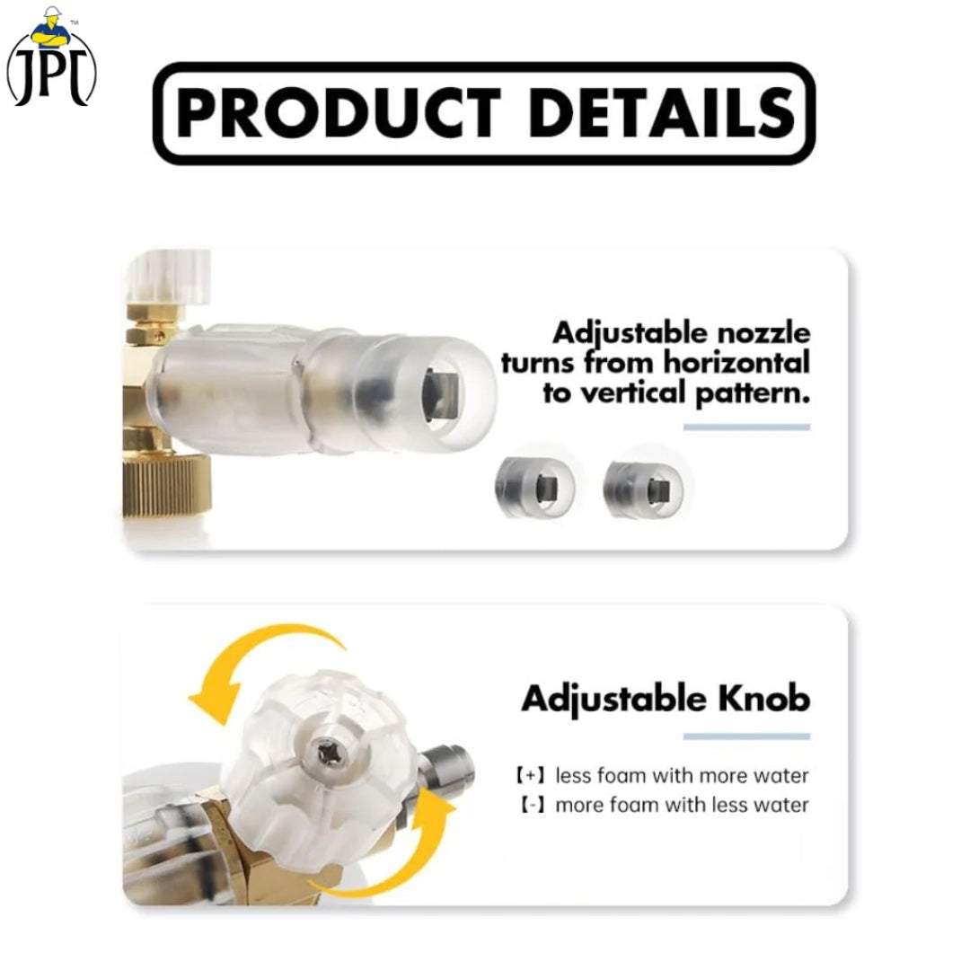 JPT Combo Heavy-Duty Foam Lance with Universal High-Pressure Water Gun and 1/4-Inch Solid Brass Quick Connector – Compatible with Most Pressure Washer Brands