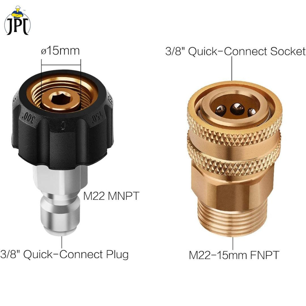 Für Puupaa 1 X Messing Stecker Adapter Stecker, Hochdruckreiniger Armatur, 3/8 Zoll NPT Stecker Auf M22 15 Mm Stecker Adapter (M22/15 Mm