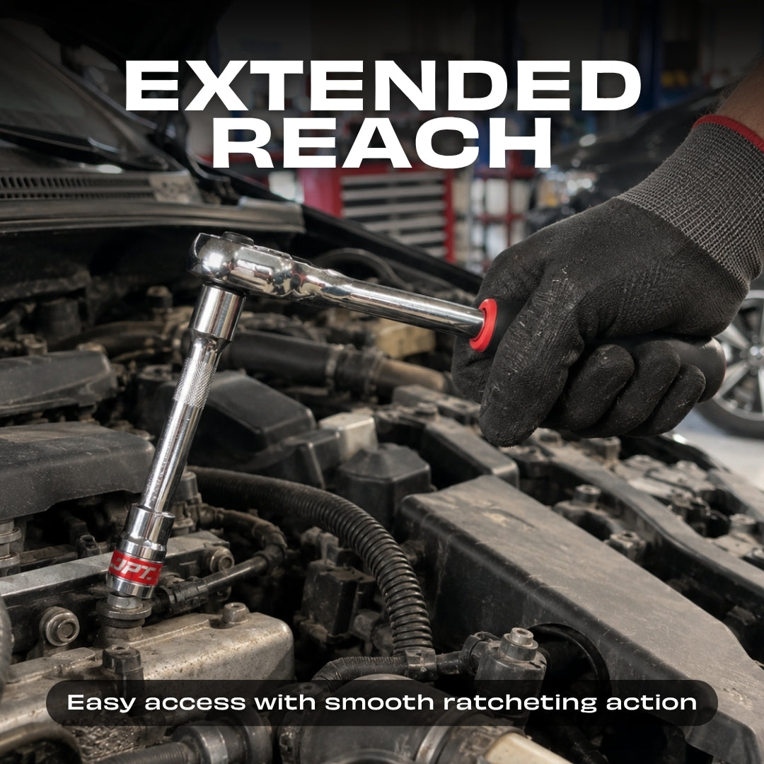 JPT 12-In-1 1/2" Ratchet Spanner Socket Set | CR-V Build with 6-Point Design | Ratchet Spanner With Quick-Release Reversible Mode & Spring-Loaded Ball | Best for Home, Car, Bike, Cycle, Automotive Repair