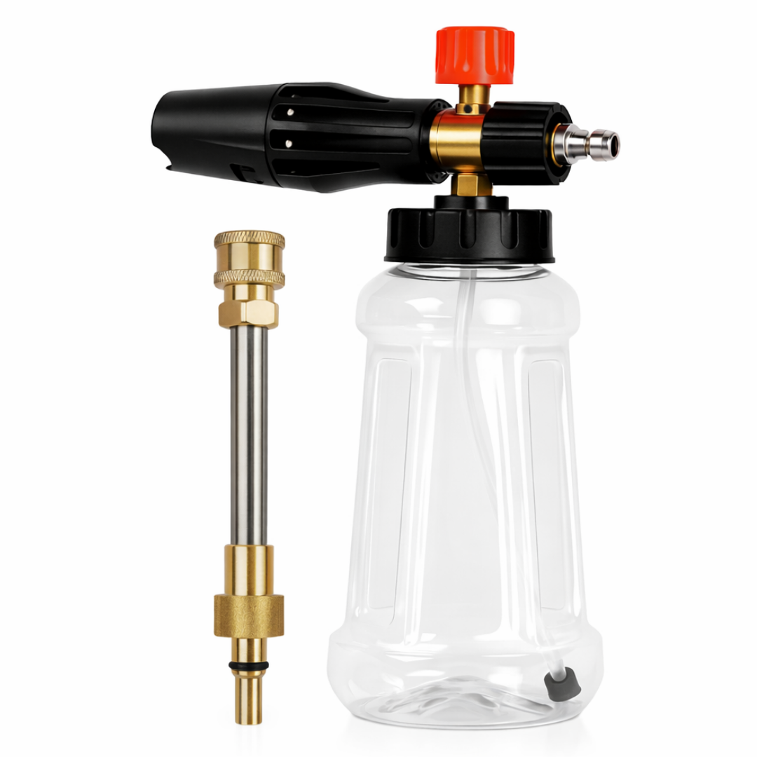 JPT Heavy-Duty Pro Foam Cannon | Solid Brass Head | 70 Bar Power & 4000 PSI Pressure | 1.1 mm Orifice | 1-Litre Transparent Bottle | Adjustable Spray Nozzle & Knob | Adapter Compatible with Bosch Included