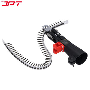 JPT Automatic Chain Nail Gun Adapter – Collated Screw Autofeed Nailing Head for Electric Drill, Heavy-Duty Drywall & Woodworking Nail Gun Attachment with 50-Piece Chain Nails