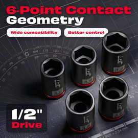JPT Ultra Heavy Duty CR-MO Deep Impact Socket Set (10–24mm) 1/2” Drive