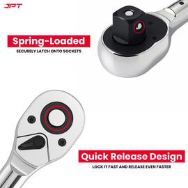 Buy JPT heavy-duty 1" socket ratchet wrench with 24-tooth gear, reversible drive, and spring-loaded quick release. Ideal for car repair, bikes, EVs, and more.