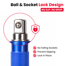 Buy JPT T & L handle socket wrench with 1/2″, 3/8″ & 1/4″ drive compatibility, 360° rotating grip, ball lock design & Cr-V steel for high torque & tight spaces.