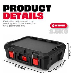JPT Ultra Heavy Duty Tool Box, Small Modular Stackable Storage Industrial Grade Unbreakable • Interlocking Storage System • Stackable Design • Portable Carry Handle • With Metal Latch