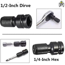 JPT Quick Release Impact Bit Holder, 1/2-Inch Square Drive to 1/4-Inch Hex Socket Adapter, Rapid Release Converter for Impact Wrench