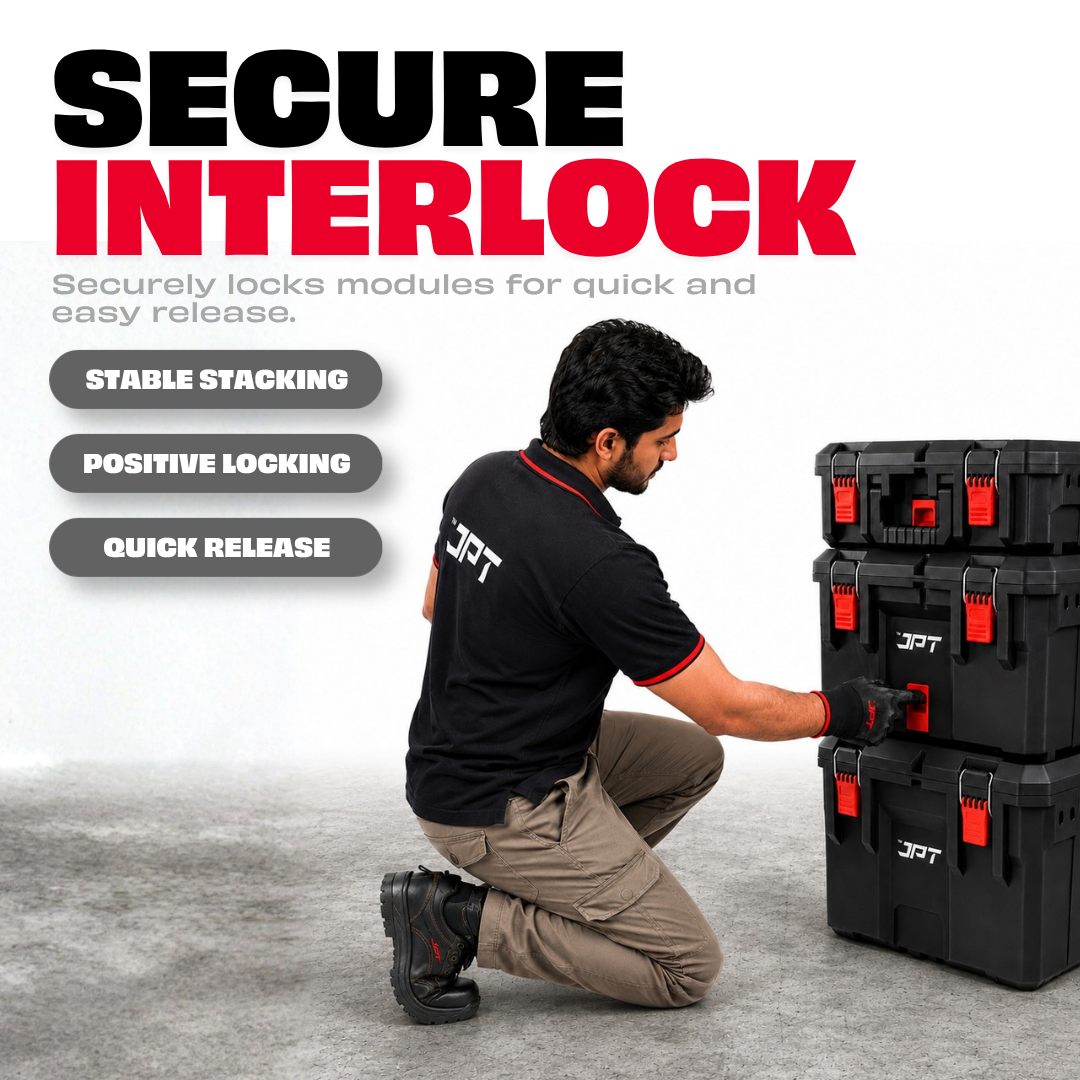 JPT Ultra Heavy Duty 5-Piece Modular Tool Box with 8" Rugged Wheels
