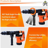 JPT Supreme Quality 5 KG Demolition Hammer / Breaker Machine | 1500-Watt Motor | 4200 RPM Speed | 15 Joules Impact | 3600 BPM Force | All Accessories Included