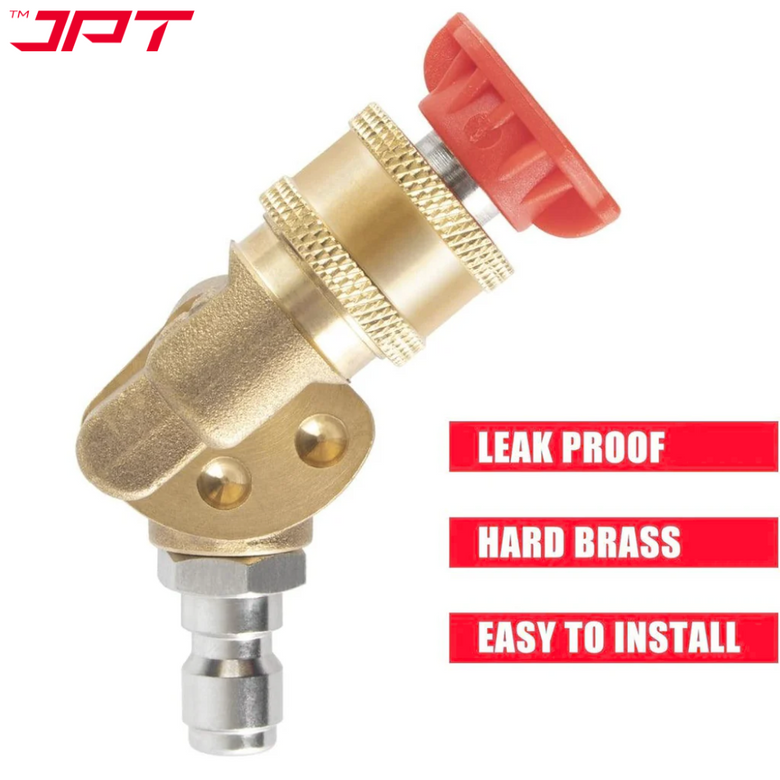 JPT Heavy Duty Pressure Washer Brass Pivoting Coupler | 180° Rotation with 5 Angles | 1/4