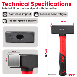 Buy JPT 2000G forged steel club hammer with heavy duty fiber handle and anti-slip grip. Ideal for masonry, chisel work, and construction tasks. Buy Now