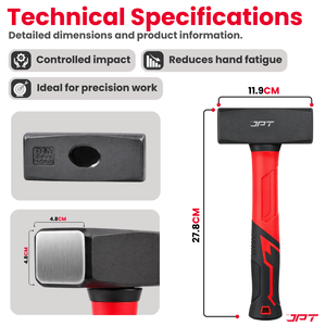 JPT 2000G Forged Steel Club Hammer – Heavy Duty Professional Lump Hammer with Anti-Slip Rubber & Shock-Absorbing Grip, Hammr for Demolition, Masonry & Fabrication Works