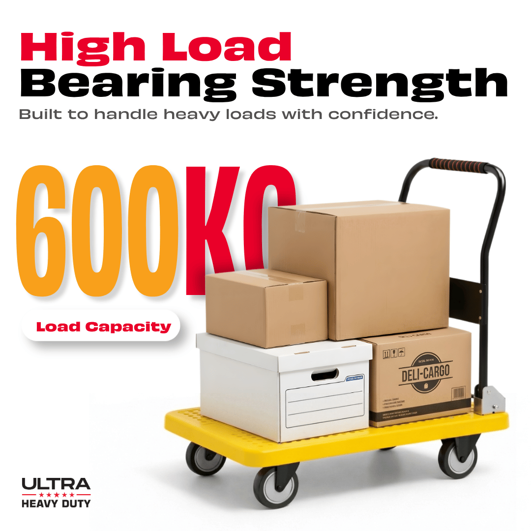 JPT Hand Truck Folding Trolley | 600kg Load Capacity with 5" Wheels, 90x60 cm Platform | Full Metal Pipe Frame for Extra Strength | Heavy Duty Material Handling Cart | Ultra Heavy Duty
