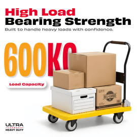 JPT Hand Truck Folding Trolley | 600kg Load Capacity with 5" Wheels, 90x60 cm Platform | Full Metal Pipe Frame for Extra Strength | Heavy Duty Material Handling Cart | Ultra Heavy Duty