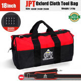JPT 18-Inch Heavy Duty Tool Bag, Wide Mouth Tool Storage Bag with Interior Pockets, Large Capacity Tool Tote Bag for Electricians, Power Tools Organizer
