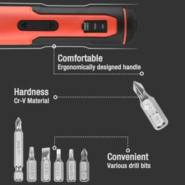 JPT 3.6V Powerfull Cordless Screwdriver Rechargeable Set with Li-ion Battery, 30 Bits & Extension Rod, 3 LED, 6 Adjustable Torque, Magnetic Hex Chuck, Mini Electric Screw driver Kit