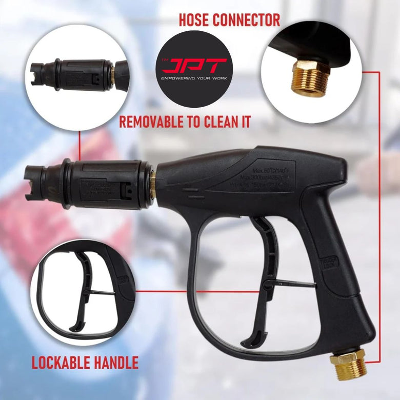 JPT Heavy Duty Universal High Pressure Water Gun | Max. 300 Bar Power | Max. 4350 PSI Pressure | Adjustable Nozzle | Compatible with Most Pressure Washer Brands