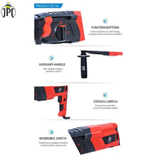 Grab the JPT 26mm Pro heavy-duty rotary hammer renewed at the best price. It features 1050W power, 200 RPM, 3 J impact energy, 4900 BPM, and more.