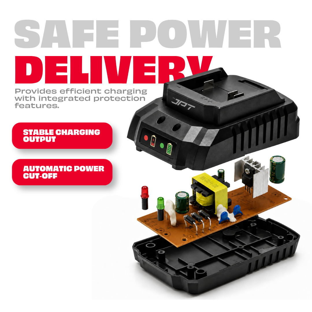 JPT Cordless Power Tool Charger 18/21V, True 2A Output, Ultra Heavy Duty