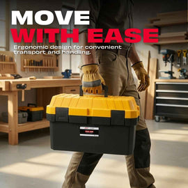 JPT 21-Inch Industrial-Grade Heavy-Duty Tool Box | Two Transparent Lids & One Removable Tray | Secure Tight Latch with Padlock Eye | Best for Electricians, Carpenters, Automobile Use & More