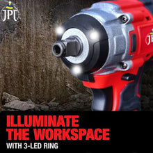 JPT 21-Volt Powerful Brushless Motor Cordless Impact Wrench | 550 Nm Torque | 4200 RPM Speed | 1/2-Inch Head Hex Shank | 3 Bright LED Lights | 4000mAh Battery | Fast Charger | Socket | Carry Case