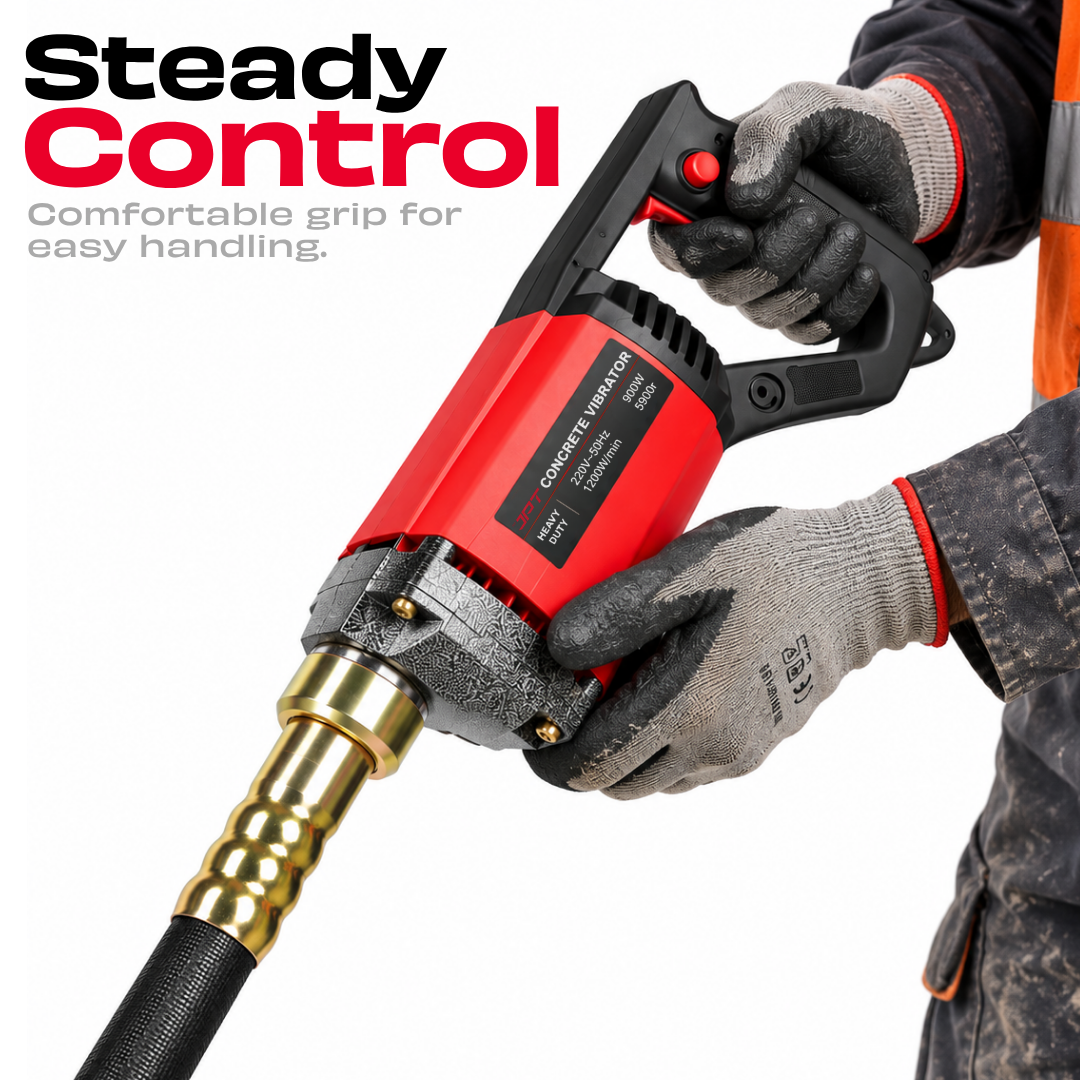 JPT Heavy Duty 1050-Watt Concrete Vibrator Machine | 10000 Vibrations Per Minute | 4000 RPM Speed | Pure Copper Winding Motor | 35mm Chuck | With 1.5-Metre Vibrator Needle Included