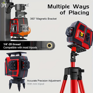 JPT 360° 3D Self-Leveling Laser Level with Mini Tripod – High-Precision Cross Line Tool for Construction, Renovation, and Floor Tiling with Two 1500mAh Batteries, Fast Charger and Durable Case