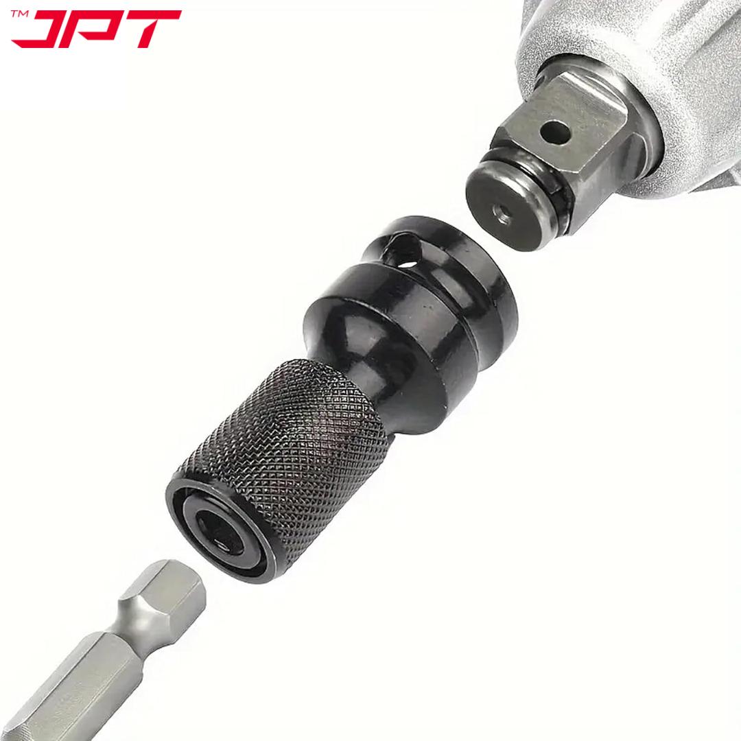 JPT 1/2-Inch Square Drive to 1/4-Inch Hex Socket Adapter | Impact wrench To Drill Machine Converter | Quick Release Chuck Converter for Impact Wrench