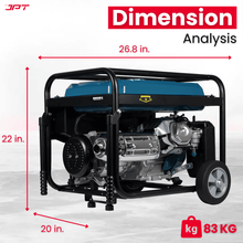 Buy JPT heavy-duty 5.5kw petrol generator, featuring single phase 4-stroke engine, push-button & recoil start, 220v/50hz ac + 12v dc, 25l fuel tank and more.