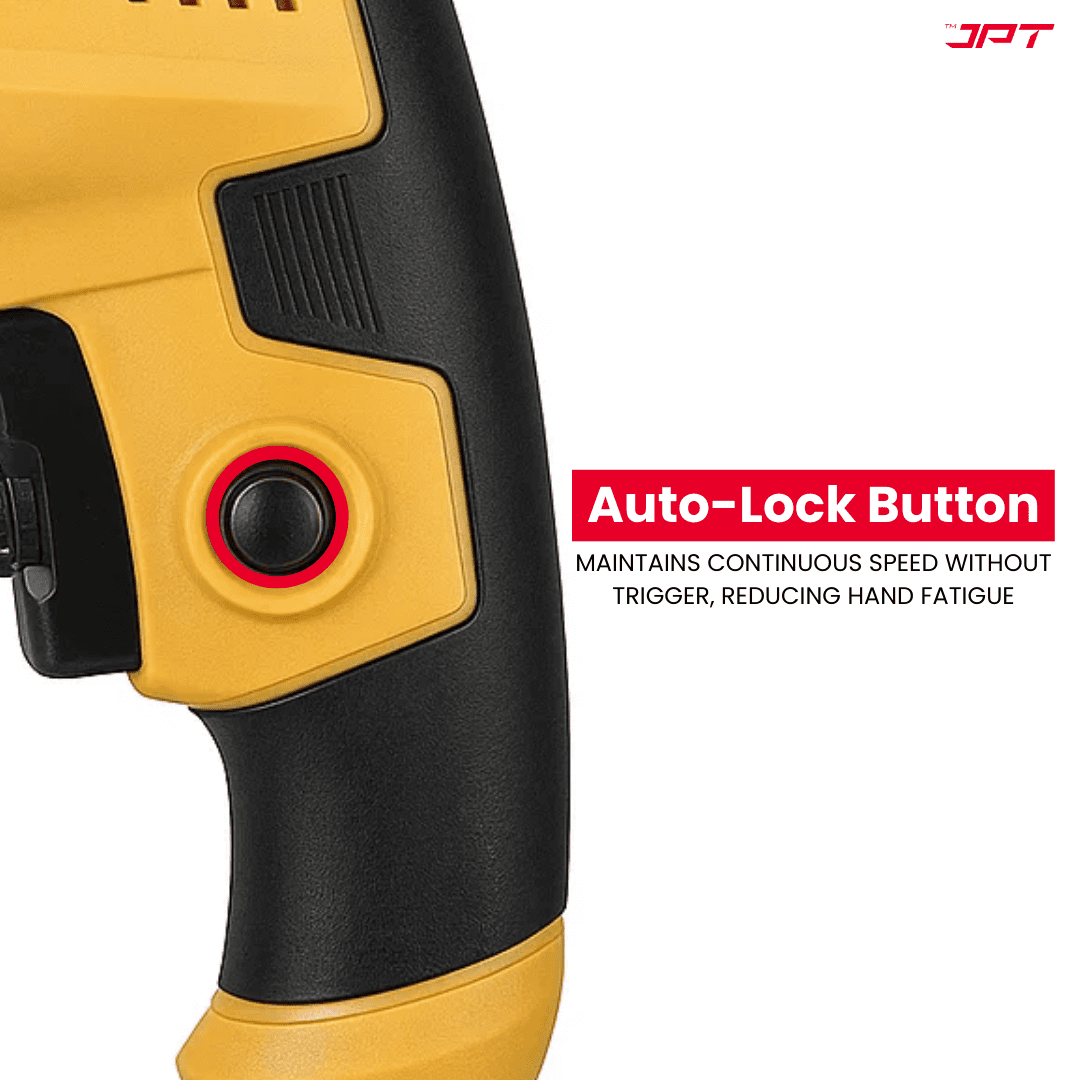 JPT Heavy-Duty Electric Drill Machine | 10MM Chuck | 500W Motor | 3000RPM Speed | 12-Speed Selection | Forward & Reverse | Auto-Lock Button | 4 Wood & 8 Masonry Drill Bits Included