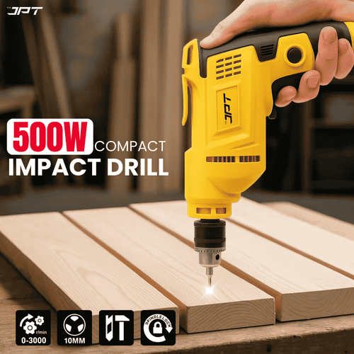 JPT Heavy-Duty Electric Drill Machine | 10MM Chuck | 500W Motor | 3000RPM Speed | 12-Speed Selection | Forward & Reverse | Auto-Lock Button | 4 Wood & 8 Masonry Drill Bits Included Alternative View
