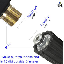 Buy JPT 15m heavy duty pressure washer hose pipe featuring premium build quality, anti-kink technology, leak-proof assurance, American Standard M22-15mm SS.