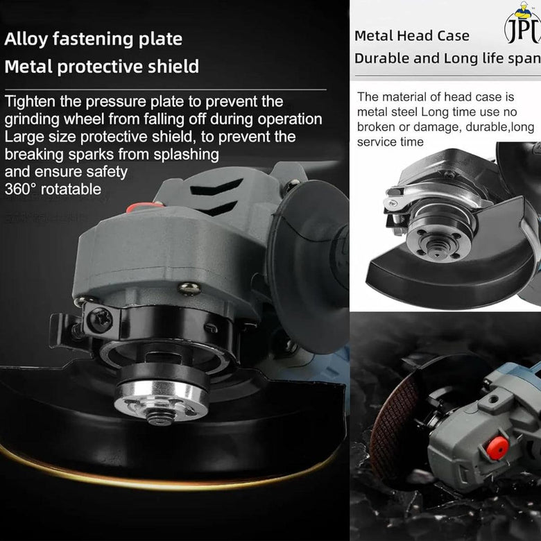 JPT 21V Brushless Heavy Duty Cordless Angle Grinder | 11000 RPM Speed | 21mm Cutting Depth | Smart Variable Speed Control Panel | 4000mAh Battery | Fast Charger