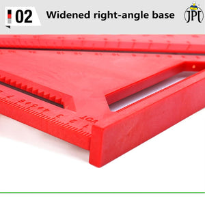 JPT 12-Inch Thickened 45°/90° Carpenter Square | ABS Build Triangle Ruler | Laser-Engraved Scale | Widened Base Design | Best For Carpentry, Woodworking, Construction, And DIY