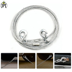 JPT Heavy Duty Steel Winch Cable, 3/8 x 13ft Wire Rope with Hook, 11,023 lb Breaking Strength - Ideal for Tow Trucks, Rollbacks, Cranes, and Wreckers (Silver)
