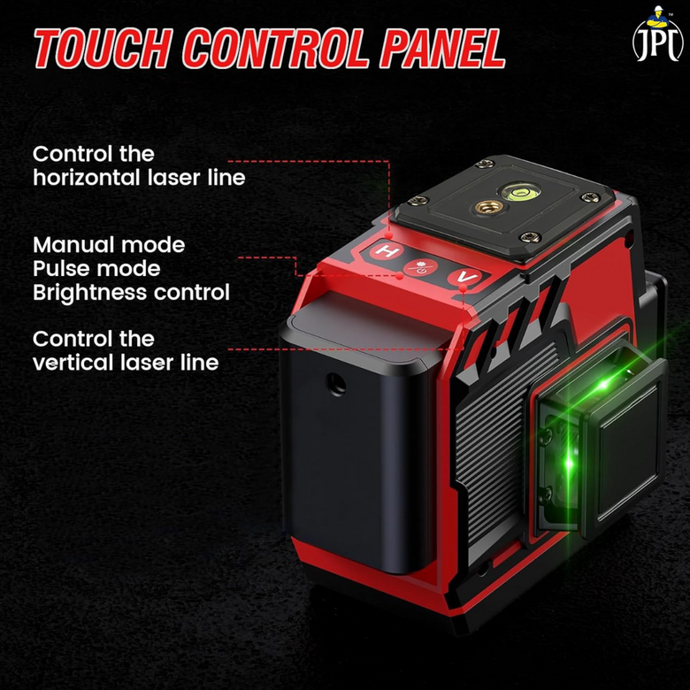 JPT 360° 3D Self-Leveling Laser Level with Mini Tripod – High-Precision Cross Line Tool for Construction, Renovation, and Floor Tiling with Two 1500mAh Batteries, Fast Charger and Durable Case