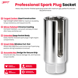 Buy JPT heavy duty 22mm oxygen sensor socket tool with offset and slotted design for tight engine access. Ideal for O2 sensor removal and car repair workshops.