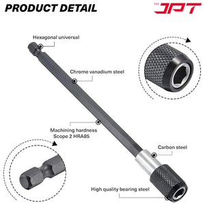 JPT 1/4-Inch Hex Shank Magnetic Bit Holder | Quick Release Screwdriver Extension Bar | 150MM Drill Bit Holder with Adjustable Collar for Impact Driver & Electric Drill