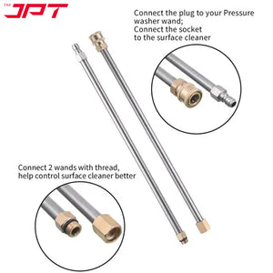 JPT 15-Inch Pressure Washer Surface Cleaner with 2 Extension Wands 1/4