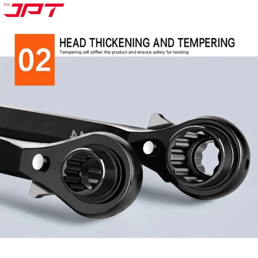 JPT 19-21MM Hexagon Scaffold Quick Wrench | Double Openings Head Ratchet Spanner | Pointed Tail Ratchet Wrench for Automotive Service