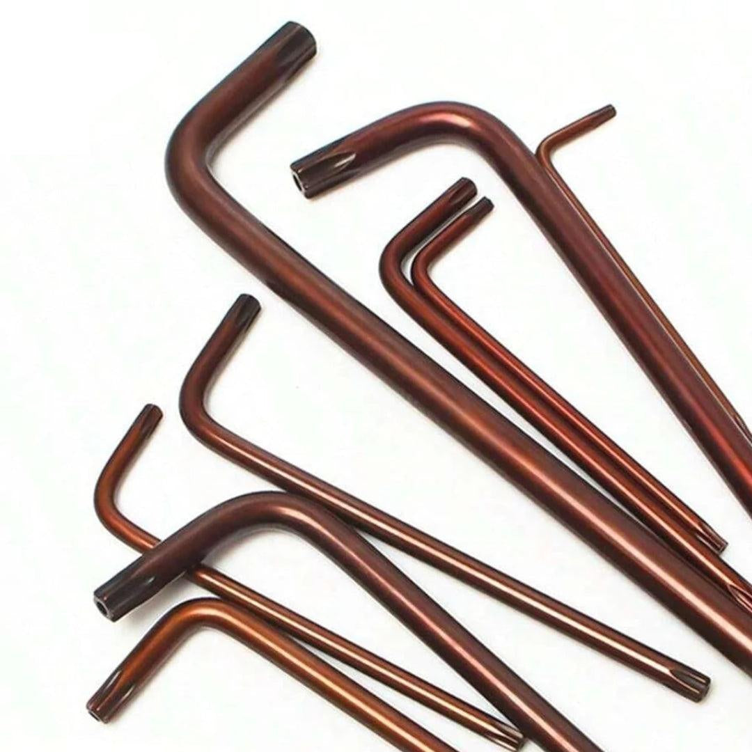 JPT 9 Pieces Torx Star Allen Key Set | Long Arm Wrench Hex Keys | Security Torx End Holes | Storage Case | T10-T50 ( 9Inch Star End )