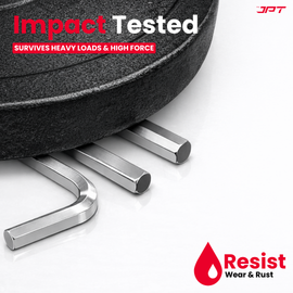 Buy JPT 9-piece CR-V Hex Allen key set (T10–T50) with 5-inch L-type design for extra leverage. Heavy duty cr-v hex key set for bike, car and workshop repair.
