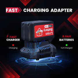 JPT Supreme Powerful Brushless 21-volt Cordless Impact Wrench | 2100 Nm Torque | 2300 RPM Speed | 3/4-Inch Head Shank | Bright LED Light | 8000mAh Battery | Fast Charger | 36mm Socket | Heavy Carry Case