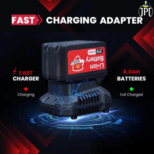 JPT Supreme Powerful Brushless 21-volt Cordless Impact Wrench | 2100 Nm Torque | 2300 RPM Speed | 3/4-Inch Head Shank | Bright LED Light | 8000mAh Battery | Fast Charger | 36mm Socket | Heavy Carry Case